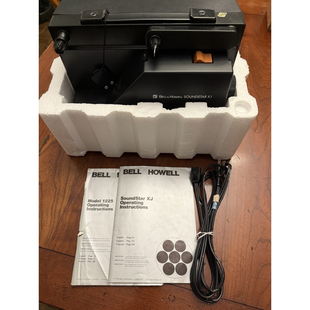 Bell & Howell SoundStar XJ Super 8mm Movie Projector Model 1225 Manuals Box Foam